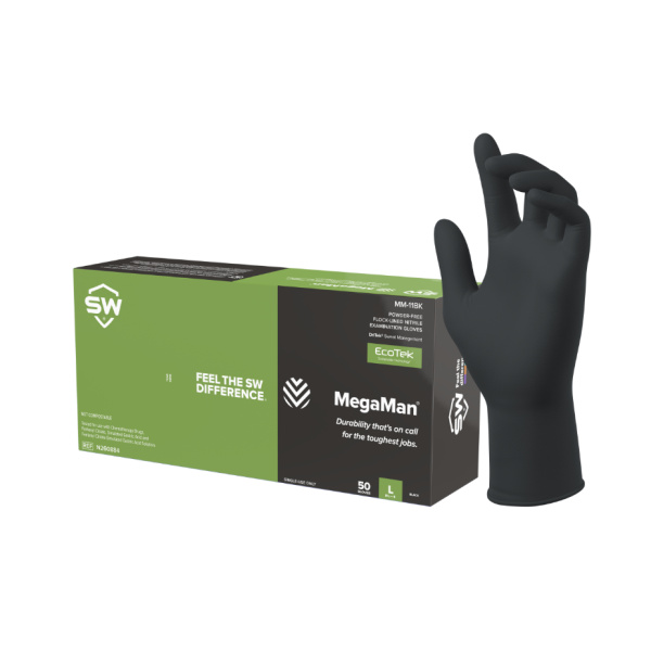 Sustainable Nitrile Exam Gloves with DriTek® and EcoTek® 50/Box #MM-11BK - Image 2